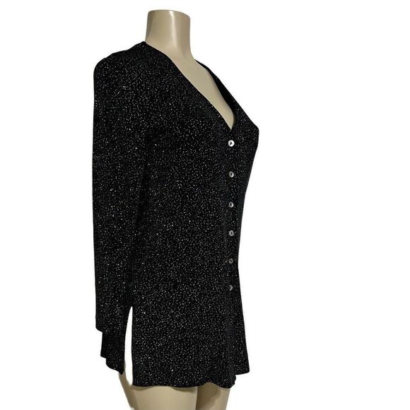 Rabbit Designs Tunic Blouse Women's Size 4P Black Sparkle Glitters Top - Picture 2 of 11